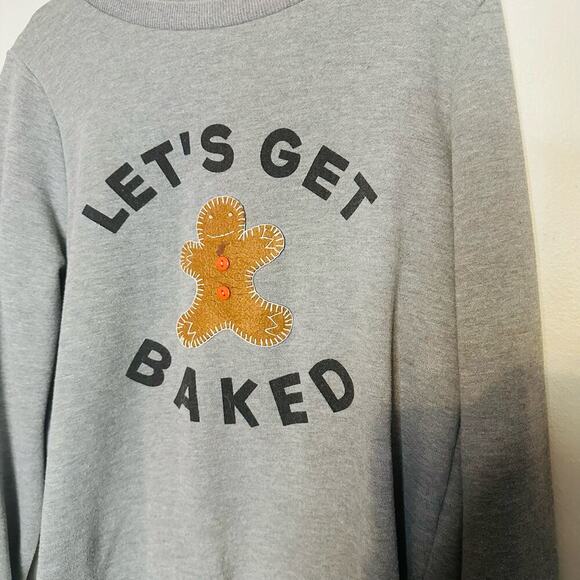 Sweet Claire Ugly Gingerbread Grey Let’s Get Baked Crewneck Sweatshirt Size M - Picture 3 of 8